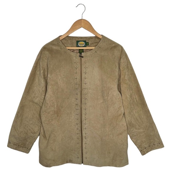 Cabela's Jackets & Coats Cabelas Jacket Womens Xl Leather Suede Western Laser Cut Full Zip